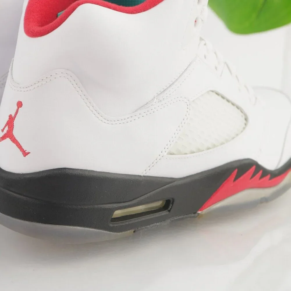 Air Jordan 5 Retro Mens White Fire Red Sneaker Size 10 Black 2013 Shoes With Box